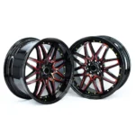 17 Inch 4X100/4X114.3 Gloss Black Red Alloy Wheel Rims - Image 4