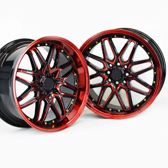 17 Inch 4X100 / 4X114.3 Gloss Black Red Coating Spokes Alloy Wheel Rims Gold Rivets Rines Mag Wheels Sport Wheel Rims Auto Parts