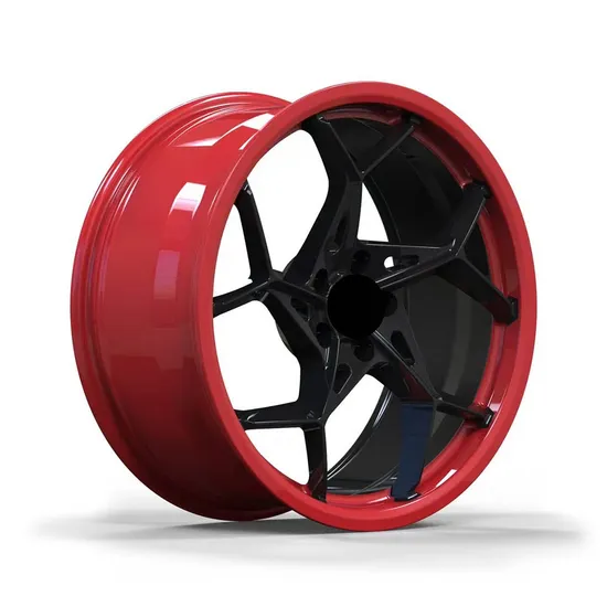 5 Holes Hyper Black and Red Machined Lip Alloy Car Wheel Forged Car Wheels