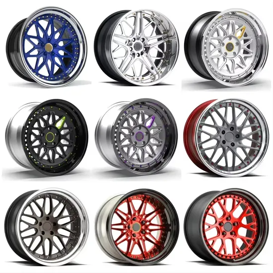 Deep-Concave Alloy Car Wheel Staggered-Design Hub Polished Silver Chrome Spoke Alloy Rims