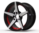 Factory 15 Inch Black and Red Alloy Wheels 4X100 Alloy Wheel Rims for Passenger Car - Image 2