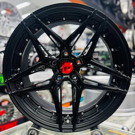 High Strength 5 Holes Black Full Painting Flow Formed Aluminum Alloy Car Wheel Rims