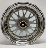 Ouya Wheel High Quality Silver Machined Lip with Gold Rivets Alloy Car Wheel Rim - Image 2