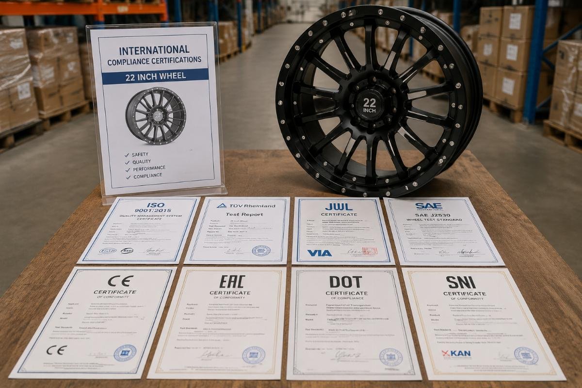 Certification documents laid out on a warehouse table