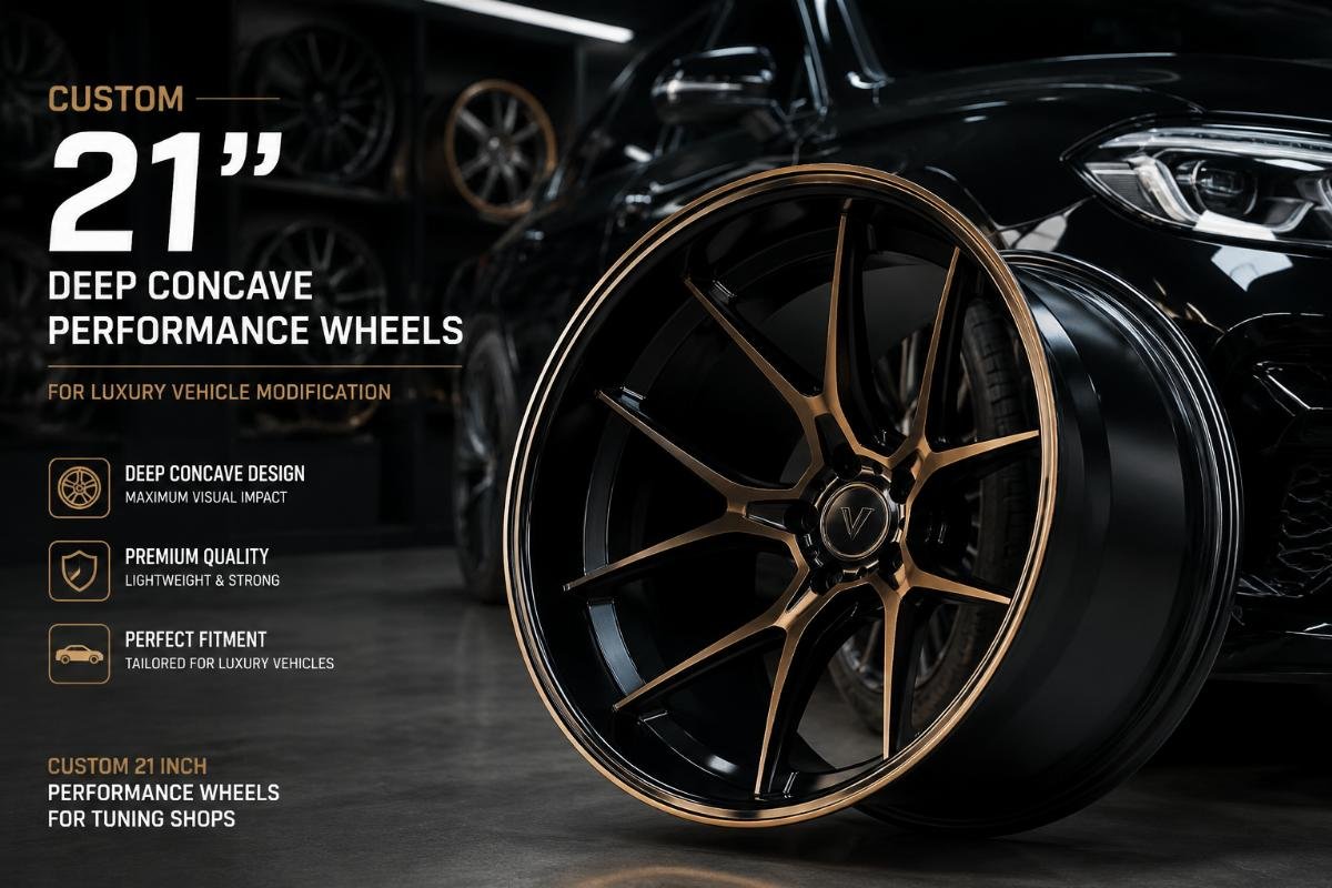 Custom 21 inch performance wheels for tuning shops Custom 21 inch deep concave performance wheels for luxury vehicle modification