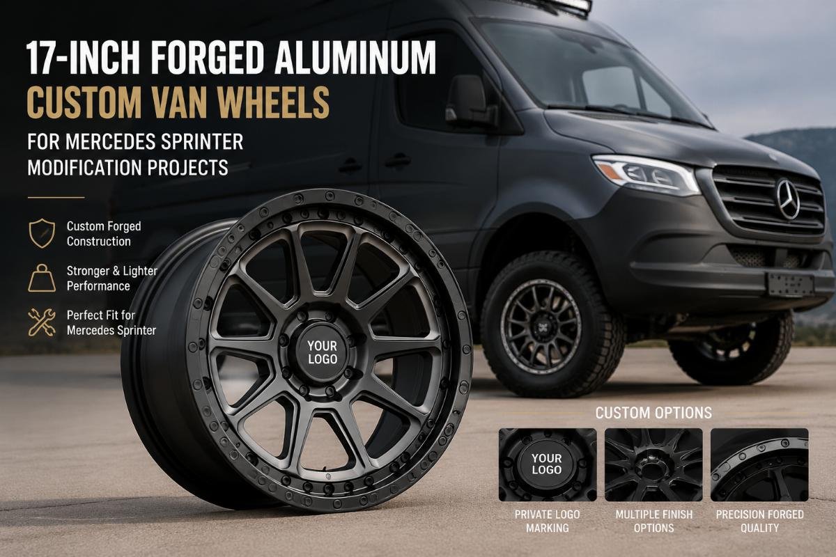 17-inch forged aluminum custom van wheels with private logo marking for Mercedes Sprinter modification projects