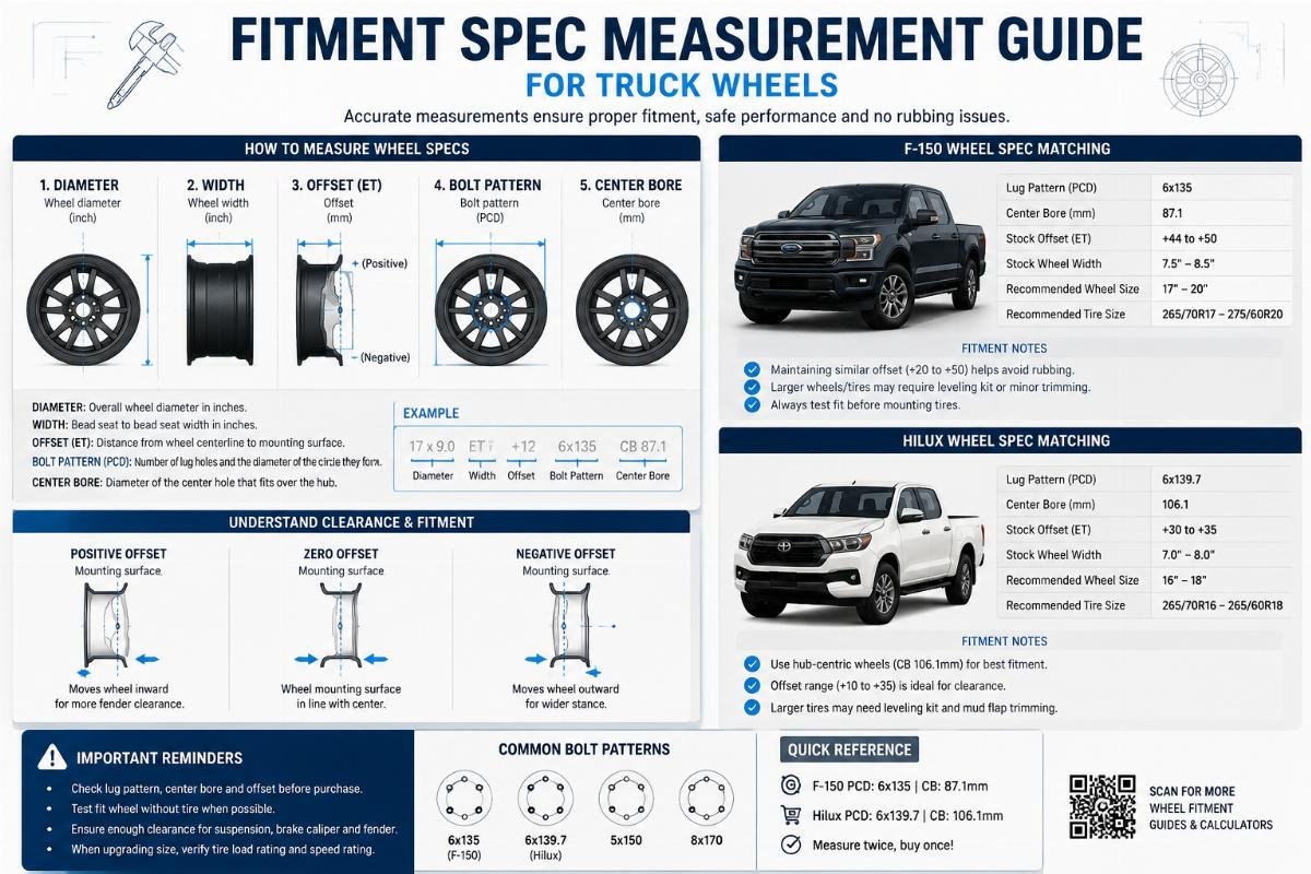 Fitment spec measurement guide for truck wheels
