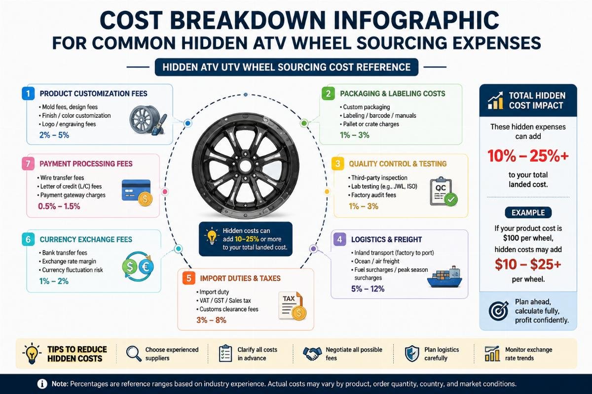 Cost breakdown infographic for common hidden ATV wheel sourcing expenses