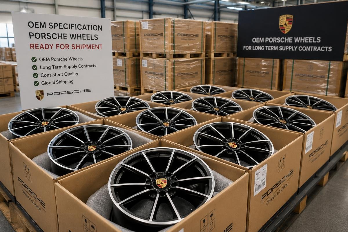 OEM specification Porsche wheels ready for shipment