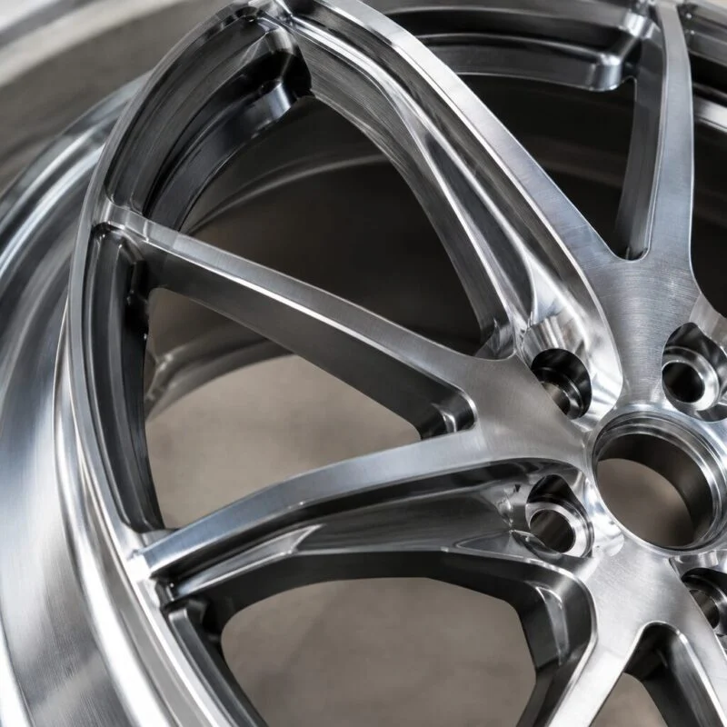 Forged aluminium wheel rim close-up