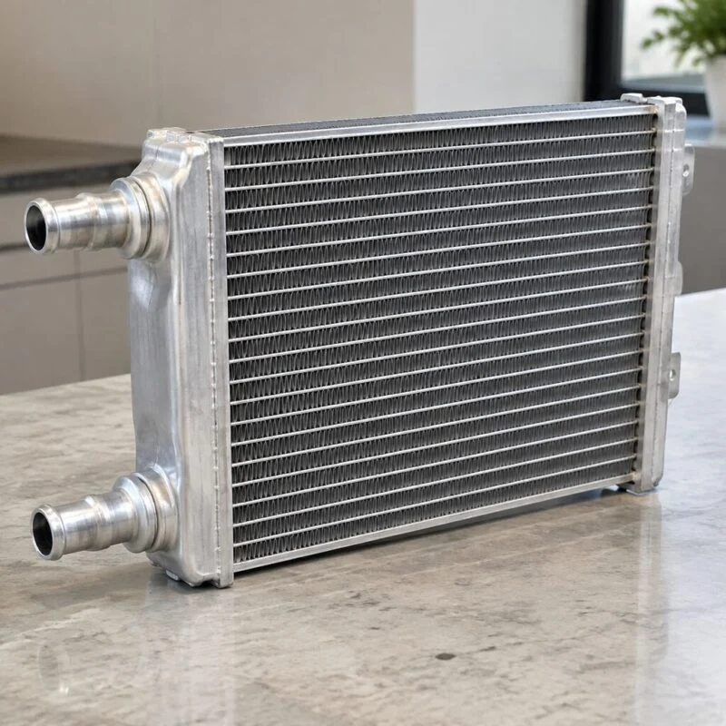 Aluminium radiator with tube-and-fin core