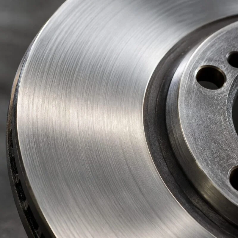 Close-up of a machined brake disc friction surface